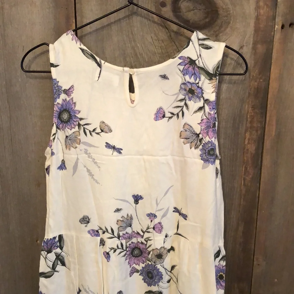 Old Navy Cream Floral High Low Hemline Dress Ruffle Pockets Size XXL 16